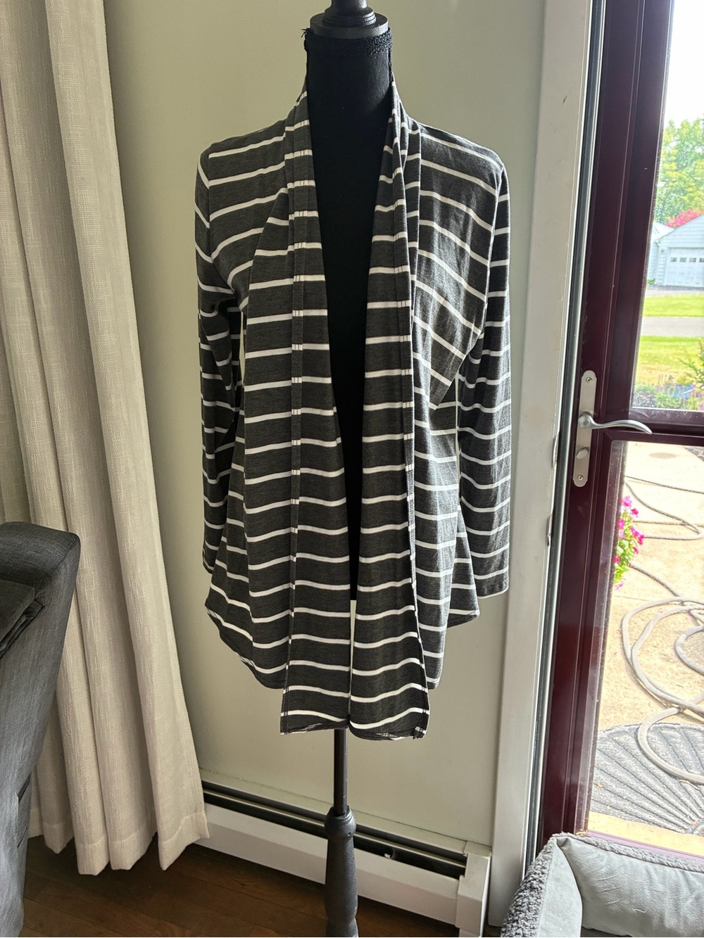 Azules Black & White Striped Knit Cardigan
